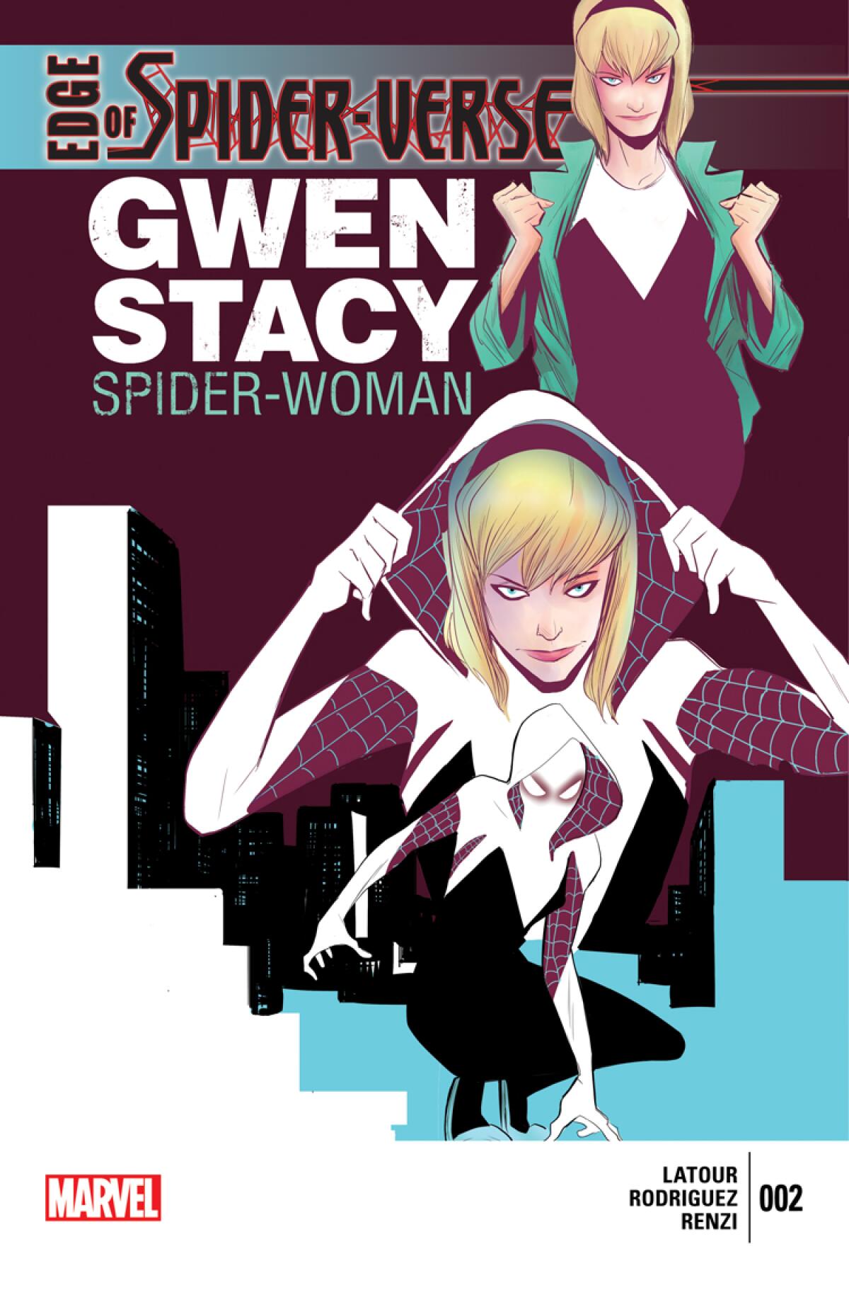 Spider-Gwen on the cover of "Edge of Spider-Verse" No. 2.