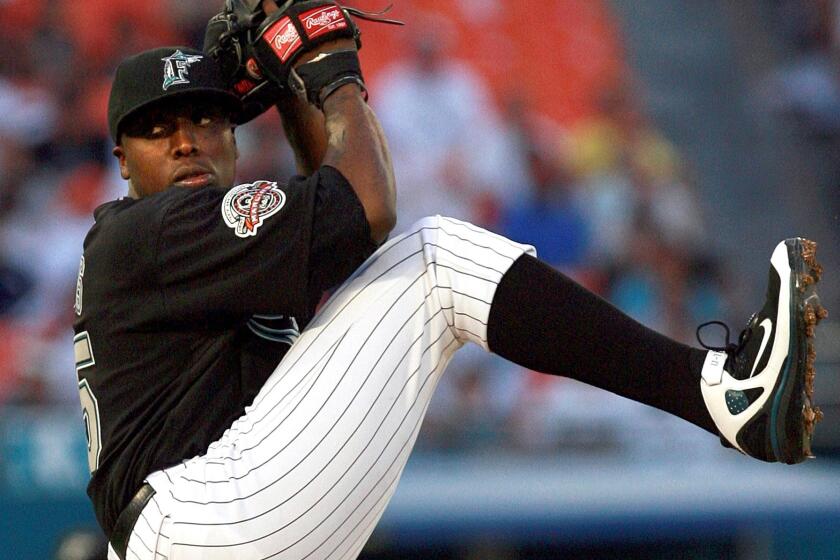 Dontrelle Willis was the 2003 NL rookie of the year but hasn't pitched in the majors since 2011.