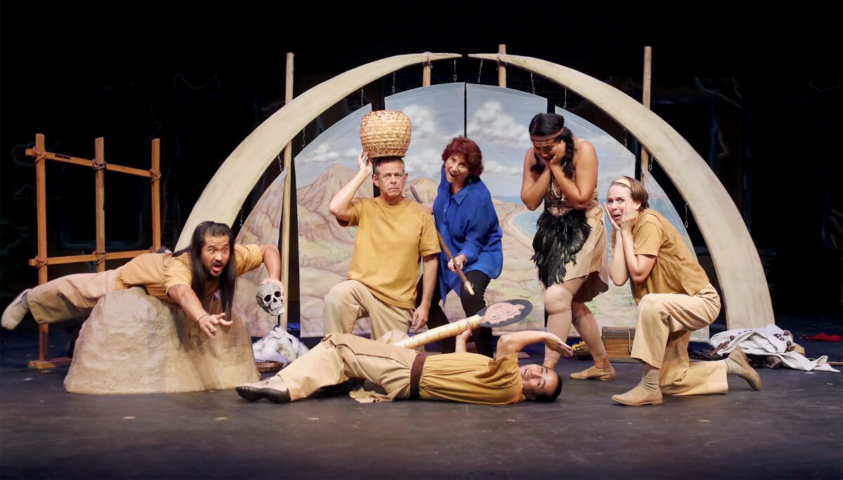 Donna Inglima, top center, poses with cast members for "Island of the Blue Dolphins."