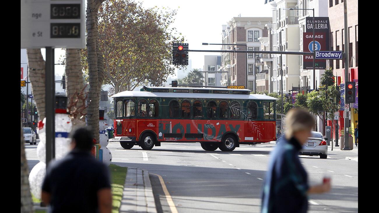 Photo Gallery: Downtown Glendale Holiday Trolley running free on Brand Blvd. until January 15th
