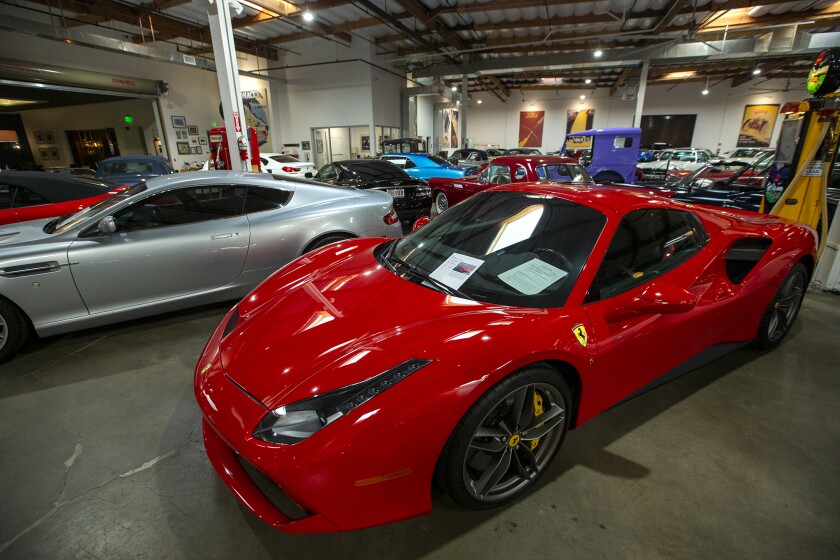 A 2018 Ferrari 488 Spider Convertible is for sale at Crevier Classic Cars in Costa Mesa.