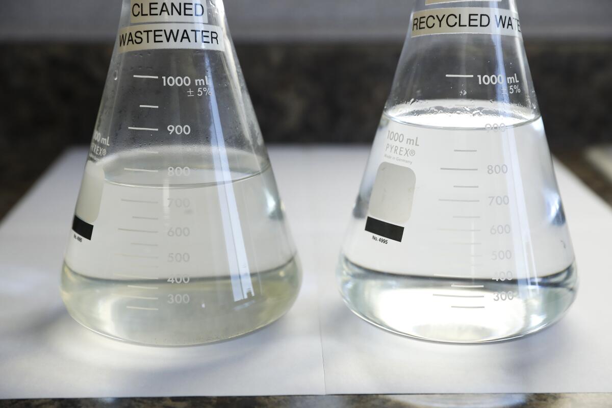 Water samples in two containers