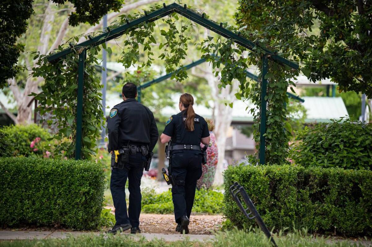 Davis police officers patrol Central Park.