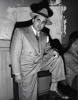 The sharply dressed Mickey Cohen as he appeared soon after his arrest by Lt. William Burns' antigangster squad. Note: Many of the photographs in this gallery were taken during the late 1940s and 50s.