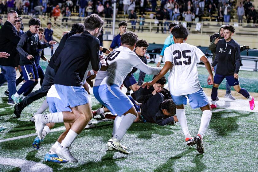 Bedlam erupted after Birmingham's 2-0 City Division I soccer win ove El Camino Real, with players having to be separated.
