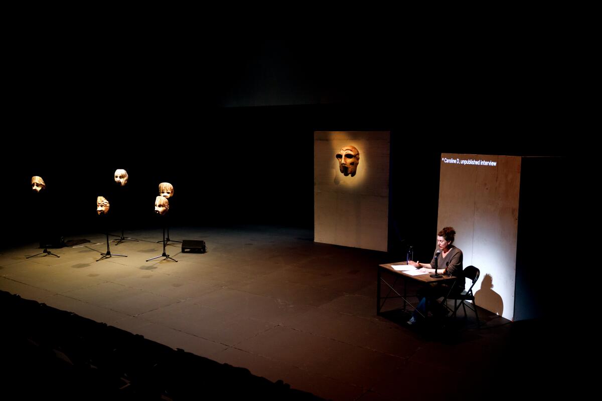 Annie Dorsen performed her AI piece "Prometheus Firebringer" at REDCAT.