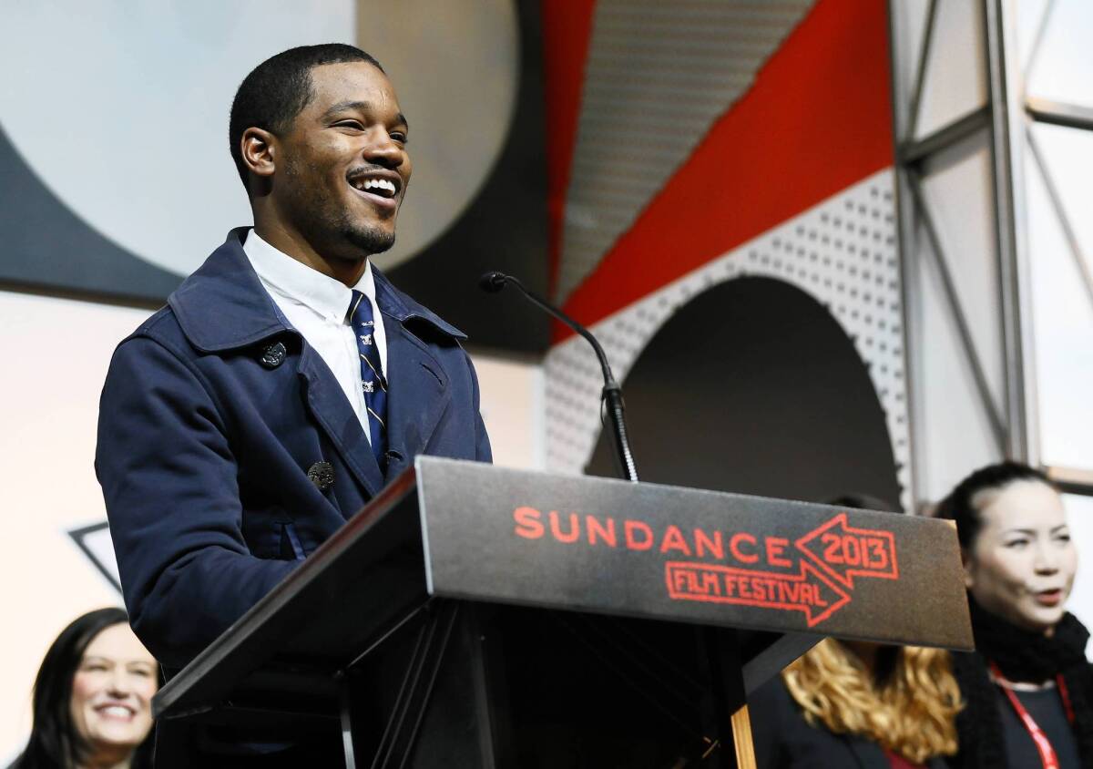 Director Ryan Coogler accepts the U.S. Dramatic Audience Award for the film "Fruitvale" during the 2013 Sundance Film Festival awards ceremony.