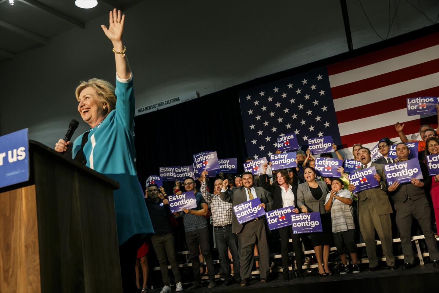Hillary Clinton speaks at East Los Angeles College.