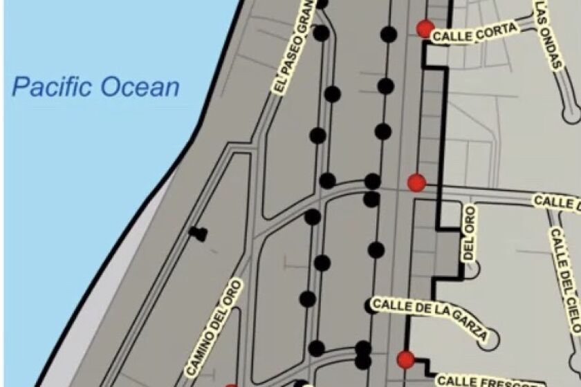 La Jolla Shores will get 37 replaced or new streetlights in the area shown; 