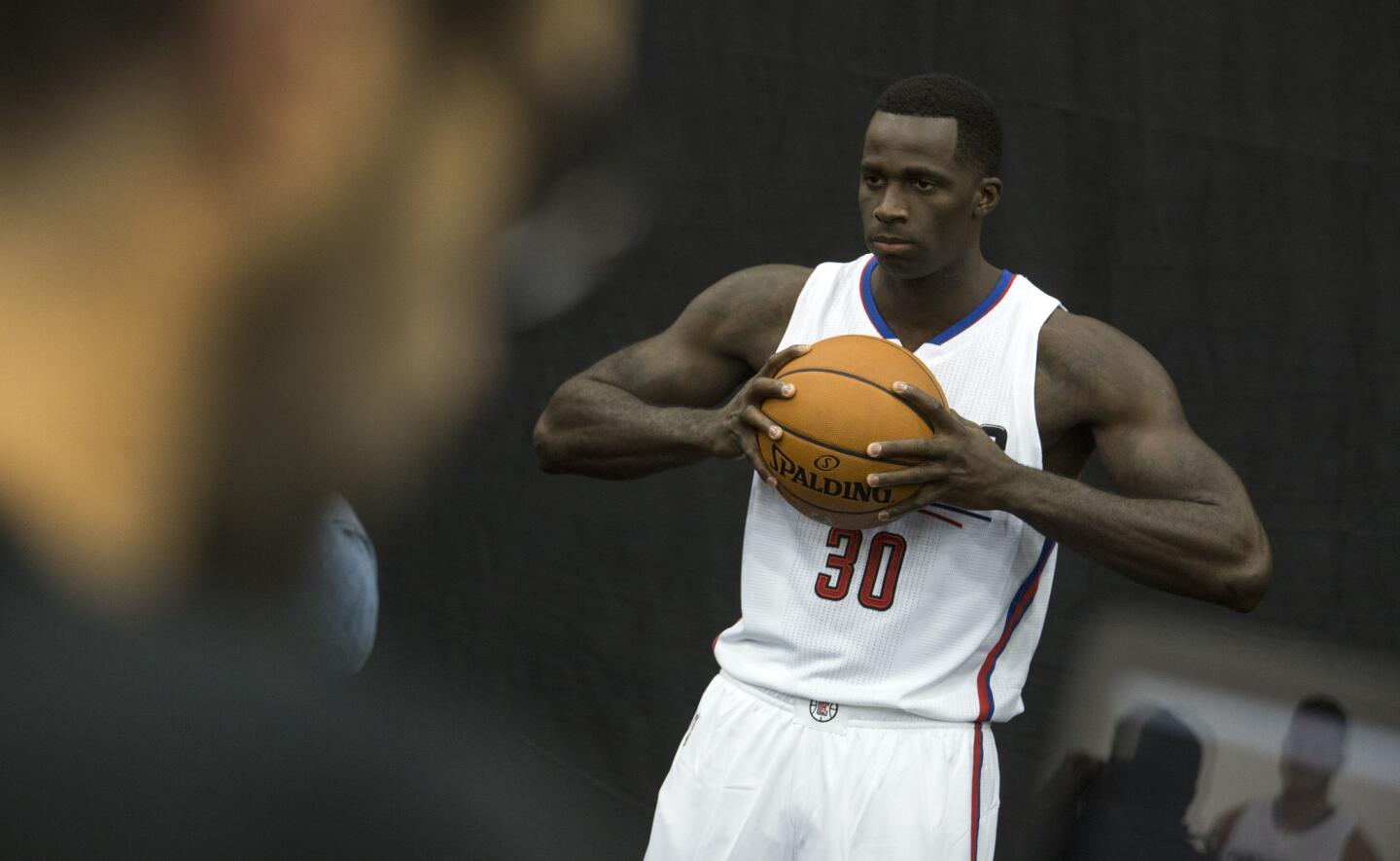 Clippers forward Brandon Bass poses for photos at the Clippers media day.