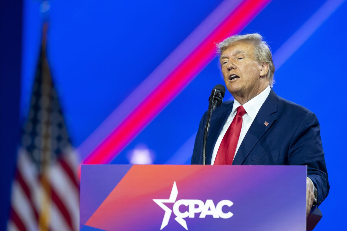 Former President Donald Trump speaks at the Conservative Political Action Conference.