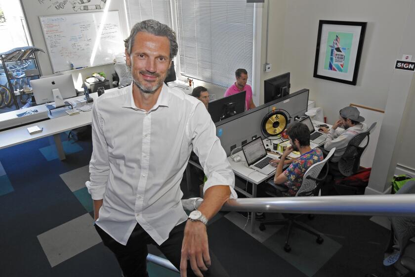 Co-founder Carl Kirchhoff in the Venice office of EverSport. He and Wayne Sieve were inspired by Twitch, which broadcasts video game competitions.