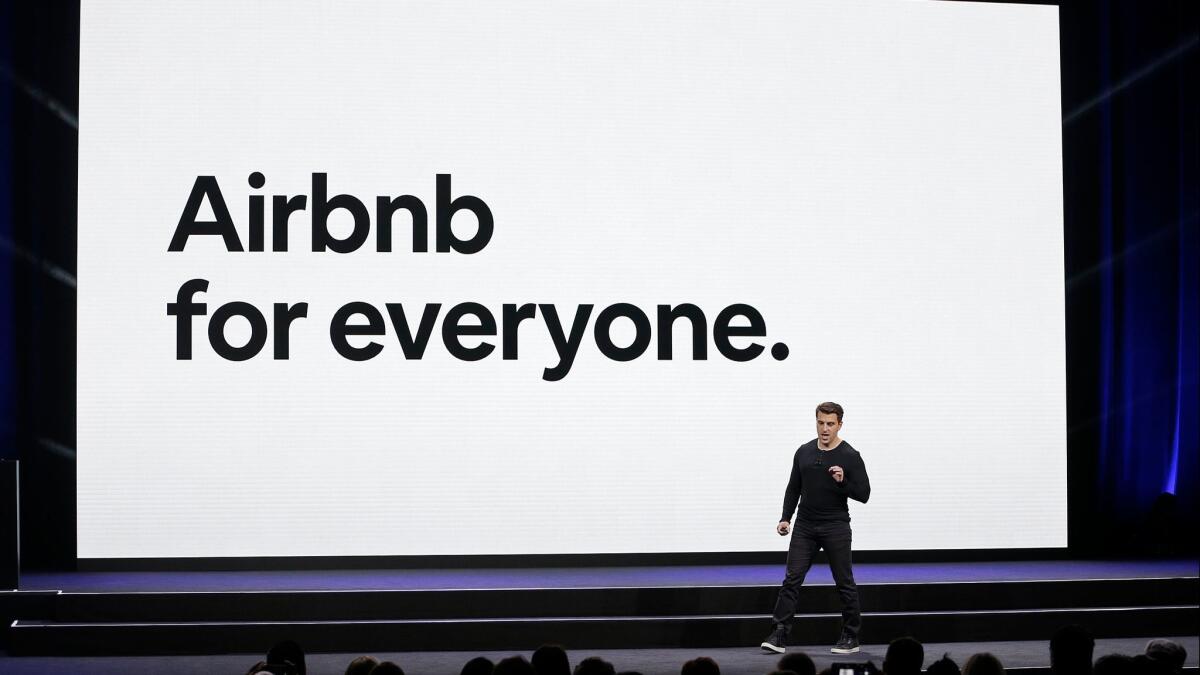 Airbnb co-founder and Chief Executive Brian Chesky speaks during an event in San Francisco in 2018.