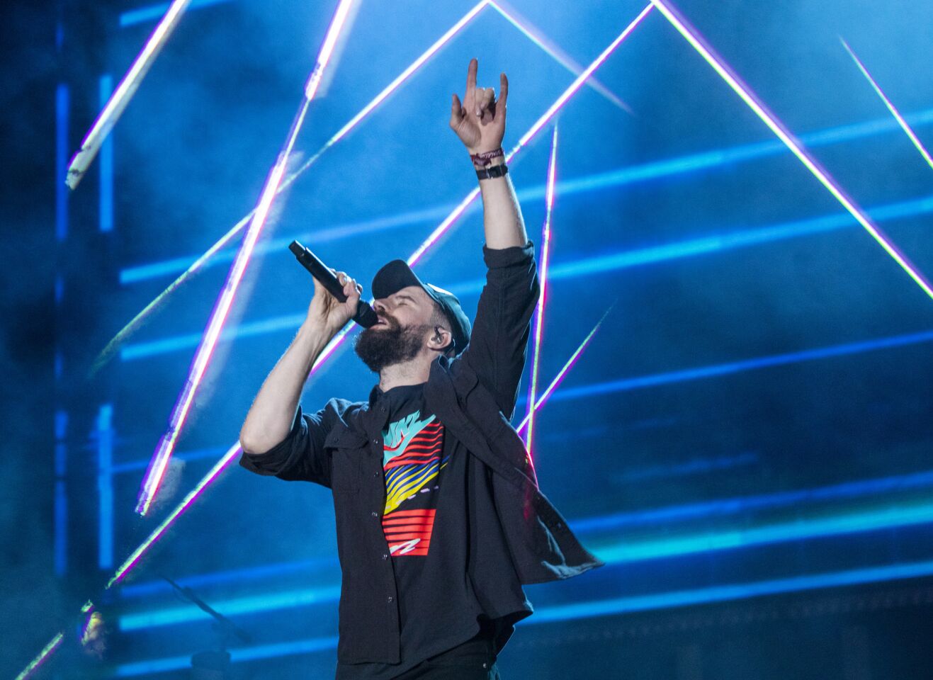 Saturday's headliner, Sam Hunt, performs on the Mane Stage on the second of the three-day 2019 Stagecoach Country Music Festival at the Empire Polo Fields in Indio, Calif., on April 27, 2019.