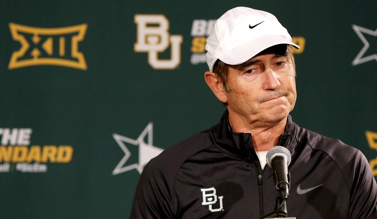 Baylor Coach Art Briles responds to questions during a news conference after the College Football Playoff on Dec. 7.