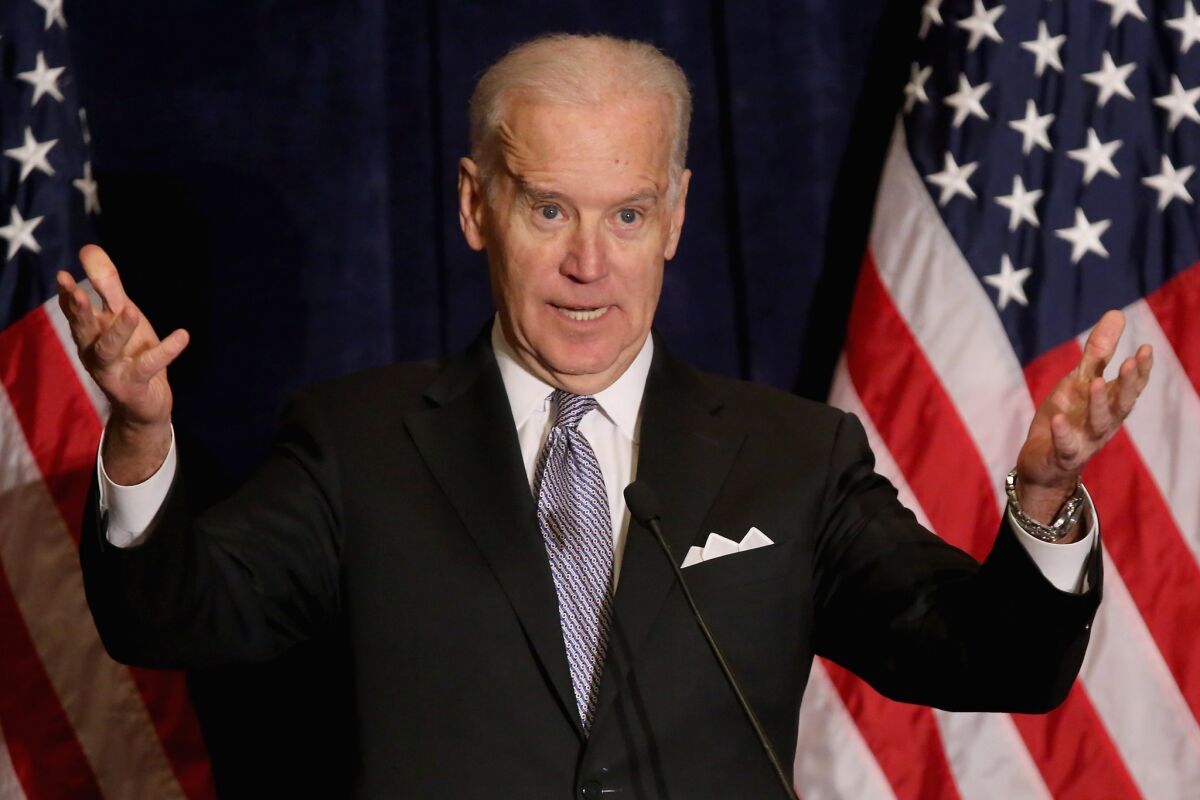 "If we run on what we believe, if we run on our values ... we will win," Vice President Joe Biden said Thursday in remarks at the Democratic National Committee's winter meeting in Washington.