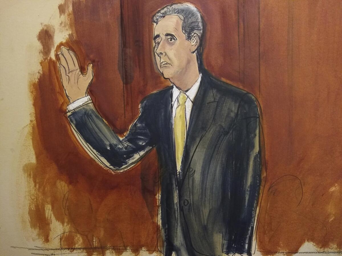 A courtroom sketch of Michael Cohen.