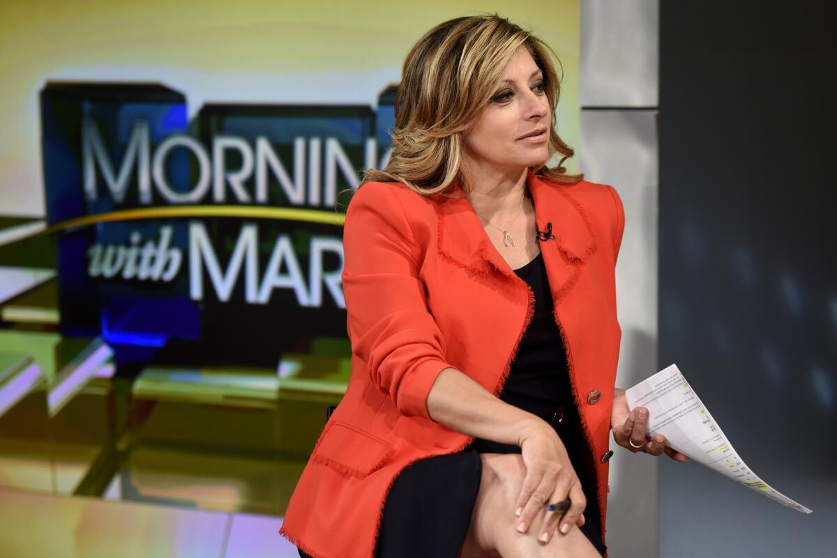 Fox News host Maria Bartiromo sitting in Fox Studios in New York City in 2016 