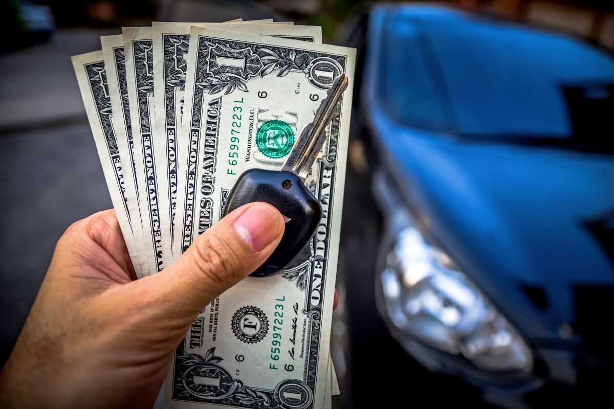 Car, key and cash
