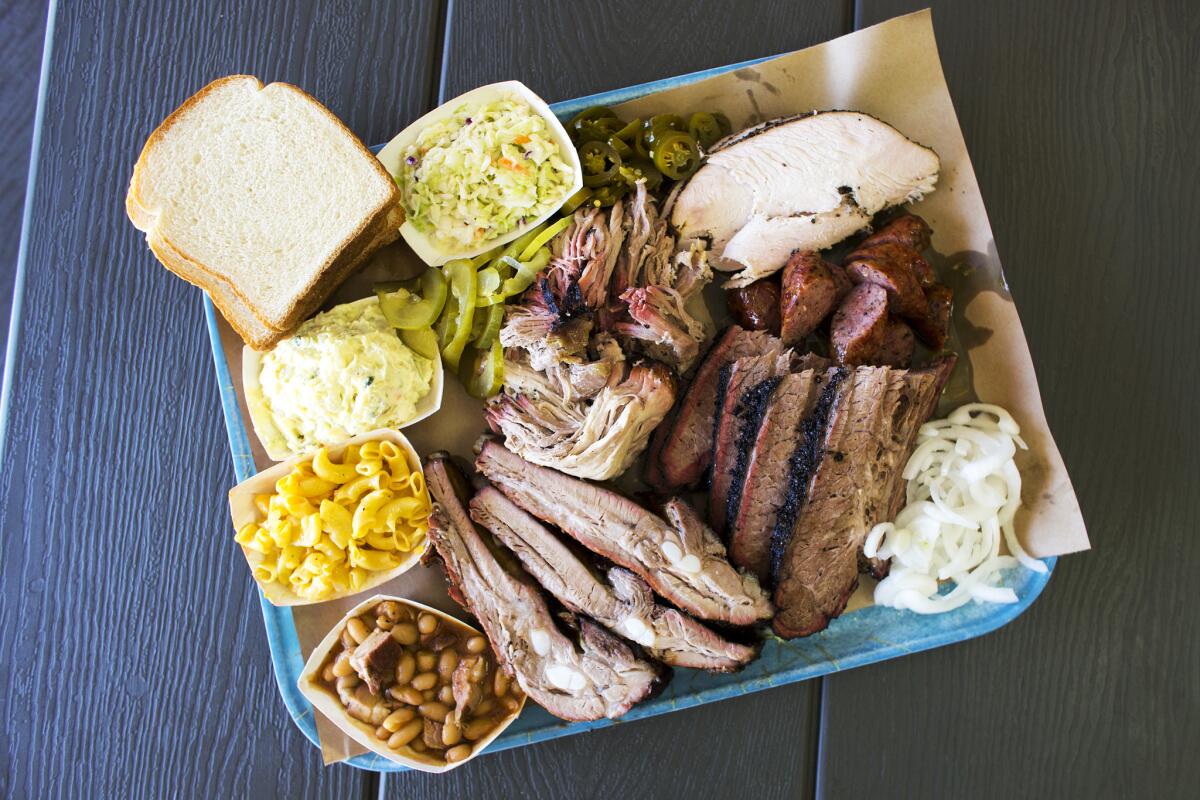 Ray's BBQ offerings include pork ribs, beef brisket, pulled pork, turkey breast and sausages.