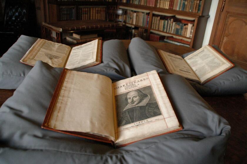 Around the world, Shakespeare's death on April 23, 1616, is being commemorated. Pictured: A Shakespeare First Folio newly discovered in Scotland.