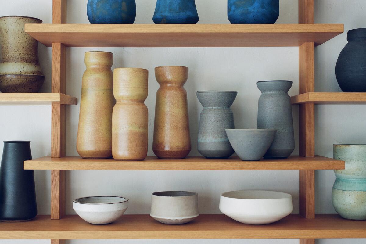 Pottery on a shelf 