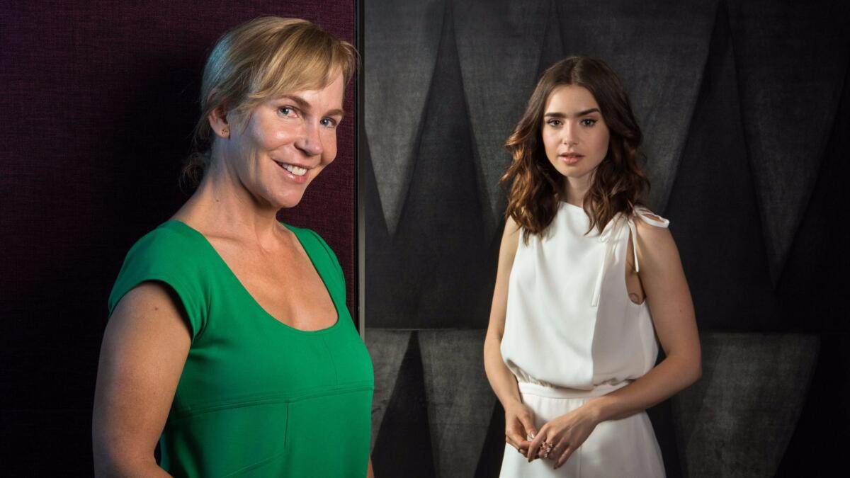 Writer/director Marti Noxon, left, of the movie "To the Bone," and the film's star, Lily Collins.