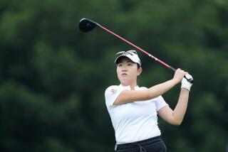 Rose Zhang tees off on the 14th hole during the second round of the Women's PGA Championship golf tournament, Friday, June 23, 2023, in Springfield, N.J. (AP Photo/Matt Rourke)