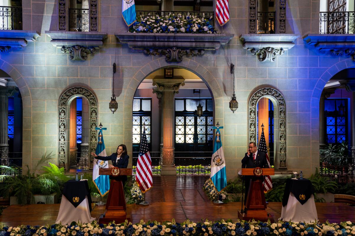 U.S. Vice President Kamala Harris and Guatemalan President Alejandro Giammattei