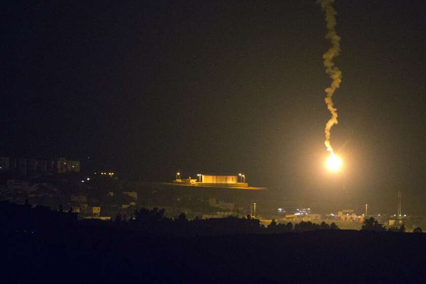 Israeli flares illuminate the Gaza Strip on Monday night.
