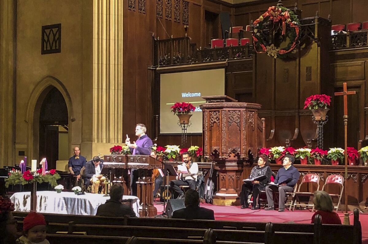 Christmas Eve service in pre-COVID times at Iglesia Presbiteriana Immanuel Presbyterian Church in Los Angeles
