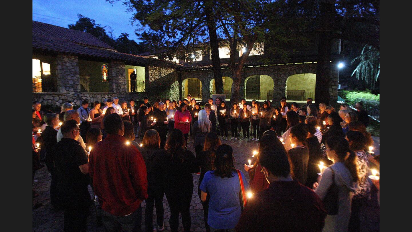 Photo Gallery: Candlelight vigil for 17-year-old Crescenta Valley High student killed in car crash