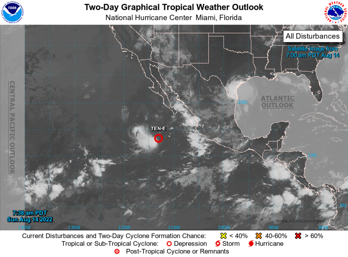 A minor tropical depression is churning near lower Baja California, Mexico.