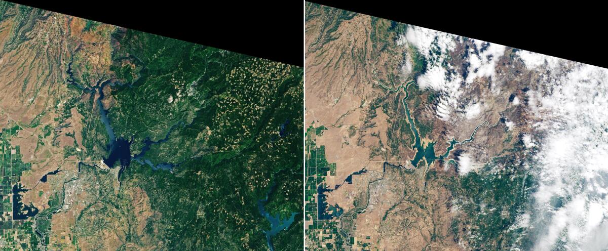 Satellite images of Lake Oroville