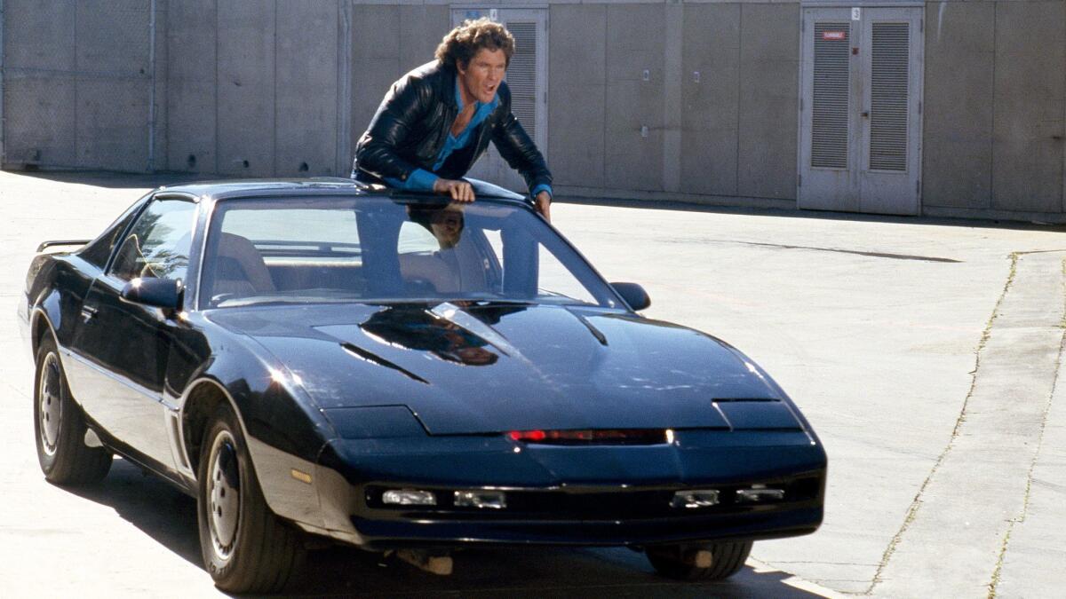 David Hasselhoff as Michael Knight and KITT in "Knight Rider."