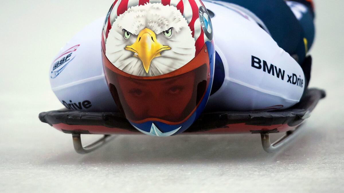 Katie Uhlaender competes in a World Cup skeleton race in Whistler, Canada, on Nov. 24.