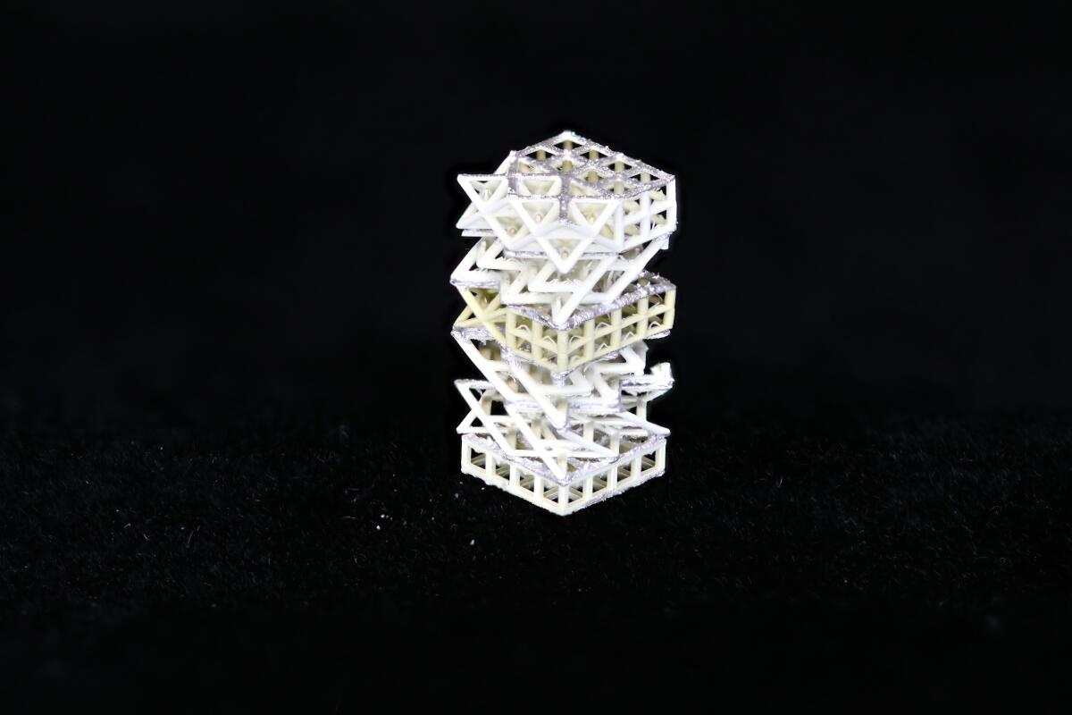 A close-up of the 3-D-printed lattice that forms the basis of the robots.