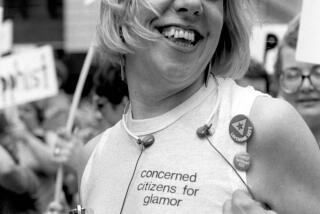 Amber Hollibaugh at the 1984 Pride March in New York City" (Photo Credit: Morgan Gwenwald)