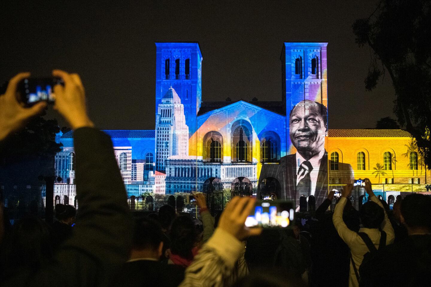 Light show at Royce Hall kicks off UCLA's centennial celebration