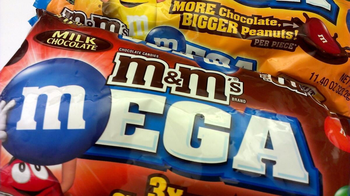 Mars' new M&M's Mega have three times as much chocolate as regular M&M's.