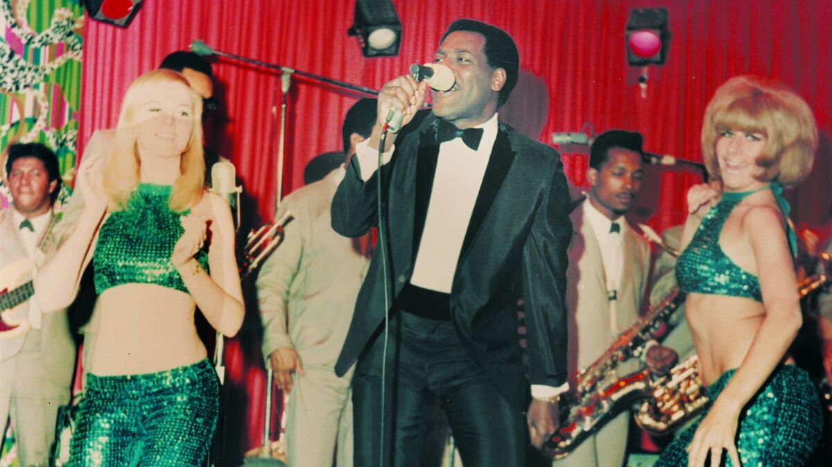 Otis Redding on stage at the Whisky A Go Go in Hollywood in April 1966. (Nat The Cat Robinson)