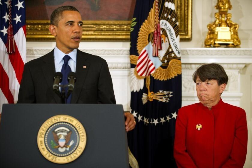 President Obama announcing the nomination Thursday of former U.S. Atty. Mary Jo White, right, to lead the Securities and Exchange Commission.