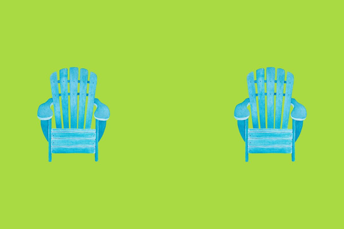 An illustration of socially distanced lawn chairs.