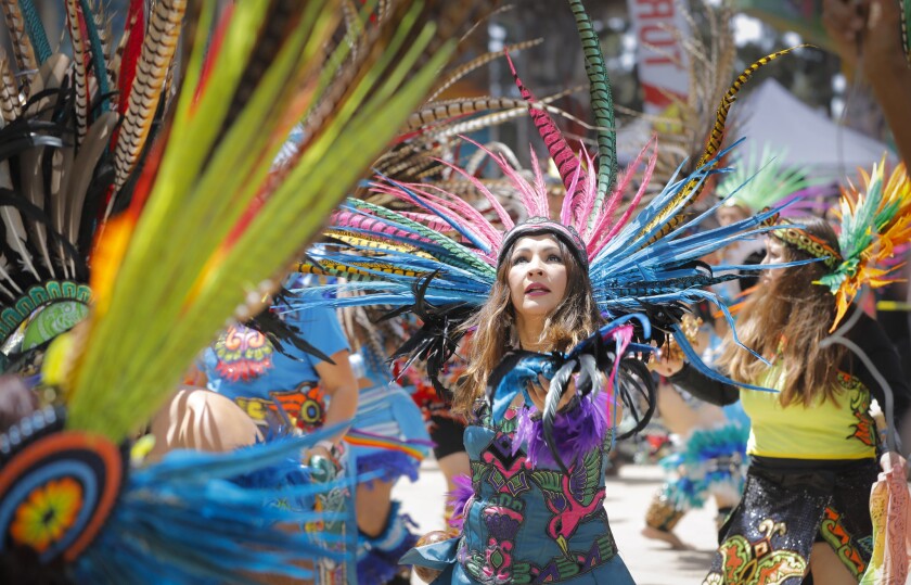 Aztec dancers from numerous groups in the United States and Mexico performed during the 48th Chicano Park Day in 2018.