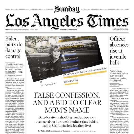 Front Page of Today's L.A. Times