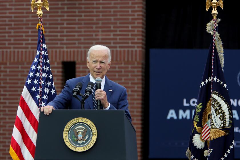 President Joe Biden speaks at Irvine Valley College in Irvine on Friday, Oct, 14, 2022. President Biden spoke about his actions to protect and strengthen Medicare and Social Security.