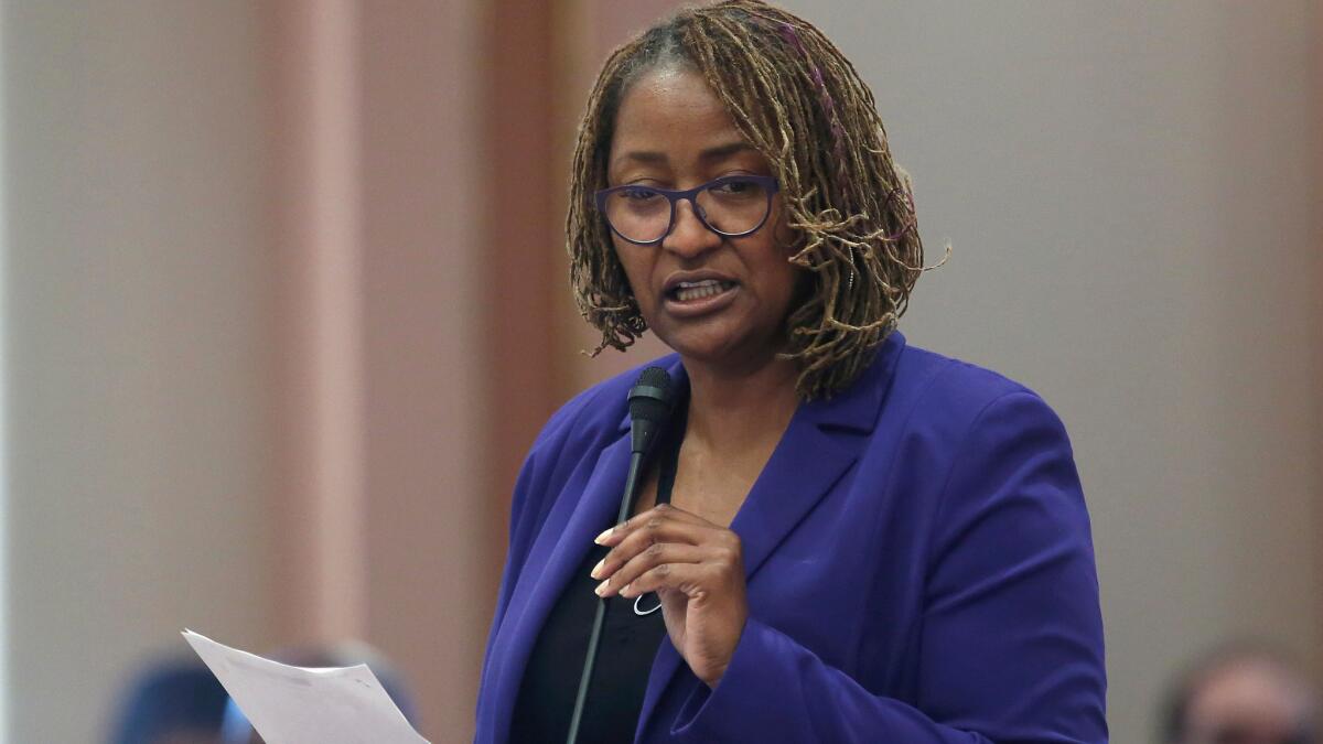 State Sen. Holly Mitchell (D-Los Angeles) says she's concerned about banks being unwilling to handle marijuana sales revenue because the drug is still illegal under federal law.