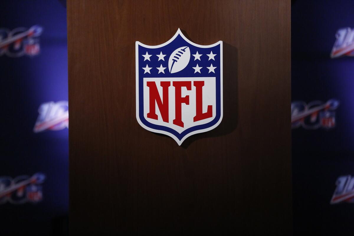 FILE - In this Wednesday, May 22, 2019, file photo, the NFL logo is seen during the NFL football owners  