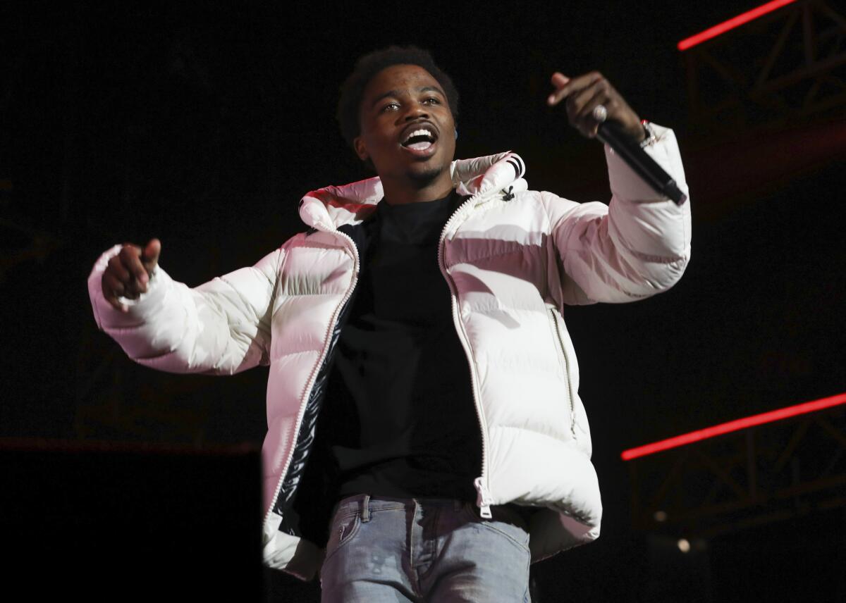 FILE - Roddy Ricch performs at the 7th annual BET Experience in Los Angeles on June 21, 2019. Ricch's song "The Box," was named one of the top 10 of the year by the Associated Press. (Photo by Mark Von Holden/Invision/AP, File)