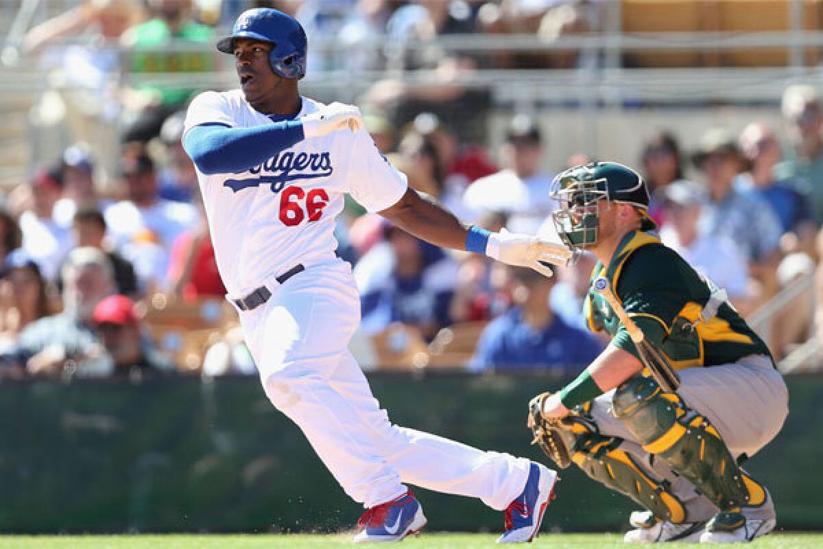 Dodgers outfielder Yasiel Puig is batting just .174 this spring.